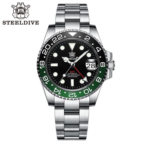 GMT STEELDIVE Reloj De Buceo NH34 Para Hombre Cron Grafo Superluminoso