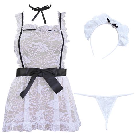 Women Sexy French Maid Apron Lingerie Babydoll Cosplay Uniform Fancy Costume EBay