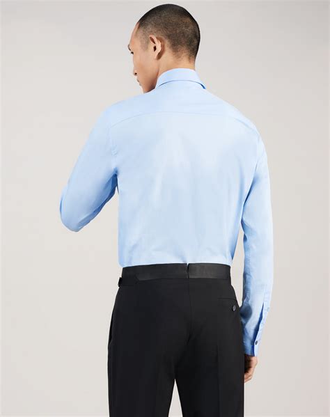 Men S Cotton Poplin Single Pleat Shirt Dunhill US Online Store