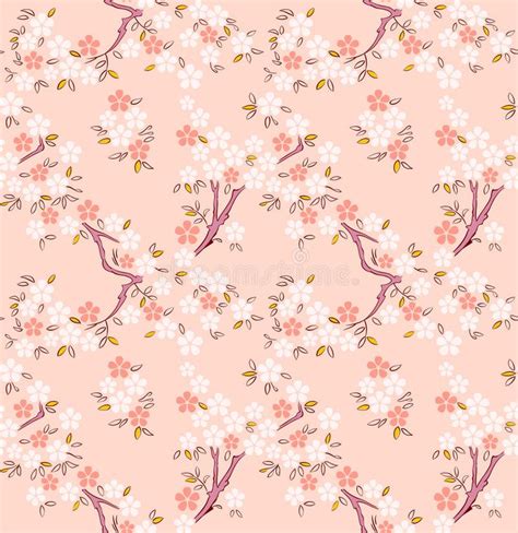 A Pink Background With White Flowers And Branches