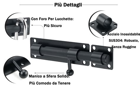 Sayayo Catenaccio Porta In Legno Serratura Porta Chiavistello Nero