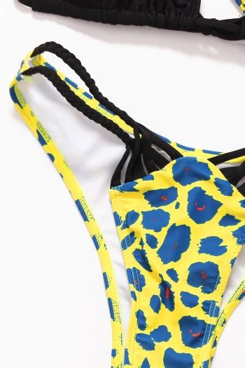 Wholesale New Leopard Print Padded Halter Neck Sexy Two Piece Bikini