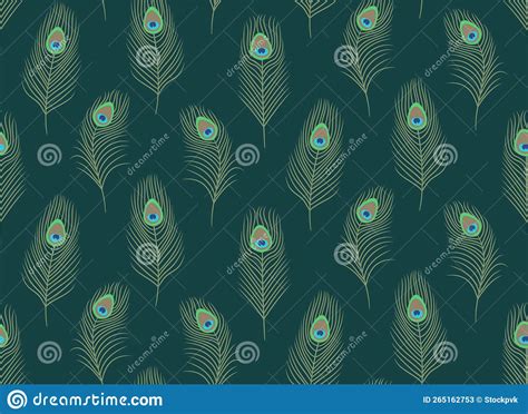 Seamless Pattern With Peacock Feathers Stock Vector Illustration Of