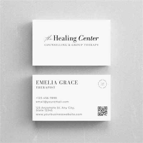 Therapist Business Cards, Canva Template, Editable, Professional and Minimal Designed ...