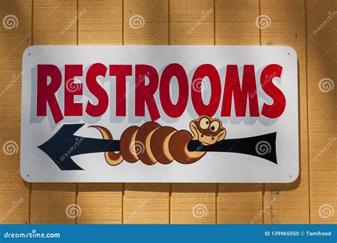 Restroom Sign With Cartoon Character Editorial Image Cartoondealer