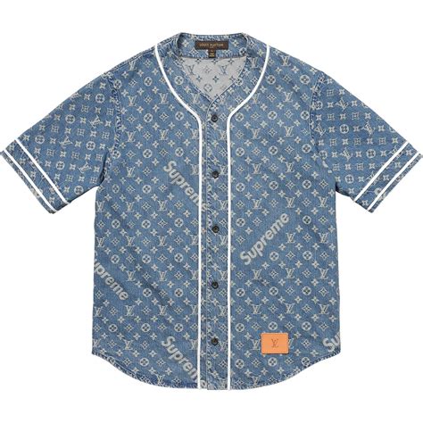 Louis Vuitton Supreme Jacquard Denim Baseball Jersey Supsupsup