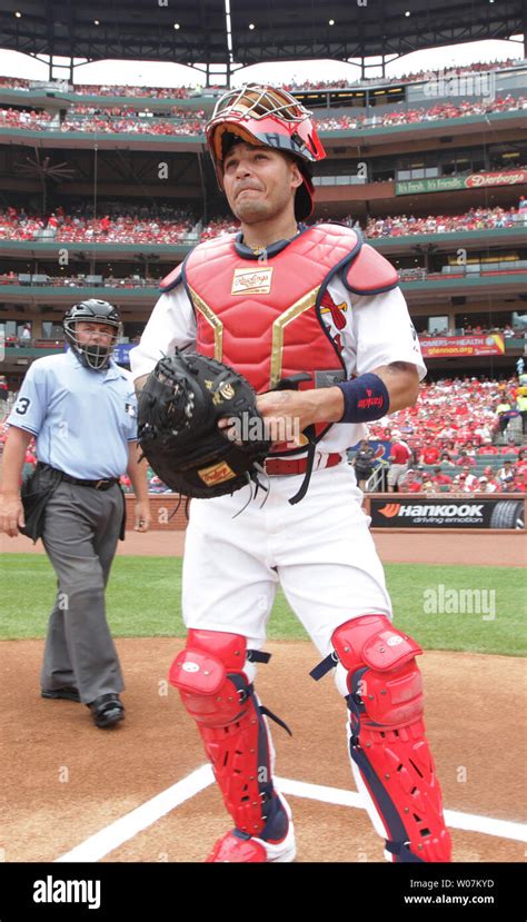 st louis cardinals catcher yadier molina  home plate umpire greg