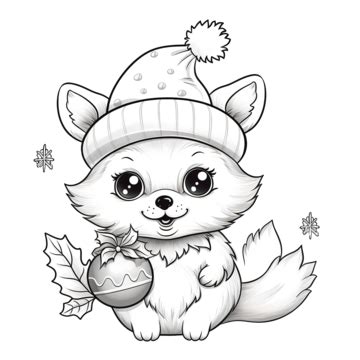 Merry Christmas Cute Animal Drawing Sketch For Coloring With Berry, Christmas Drawing, Animal ...