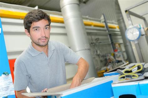 Factory Worker Packing Carton Stock Image Image Of Order Delivery