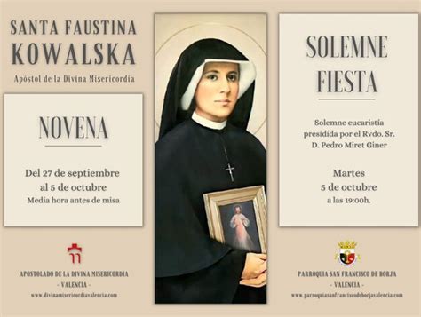 Novena Y Fiesta En Honor A Santa Faustina Kowalska