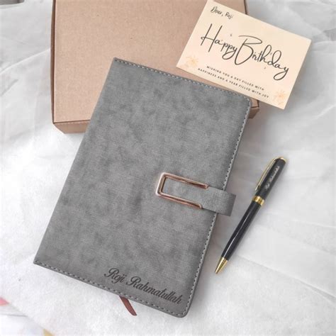 Jual Bisa Custom Nama Logo Notebook Agenda Kulit Ukuran A Buku