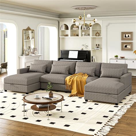 Amazon Merax Modern U Shape Sectional Sofa Set Large Chaise