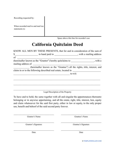 California Quitclaim Deed Form Fill Out Sign Online And Download Pdf Templateroller