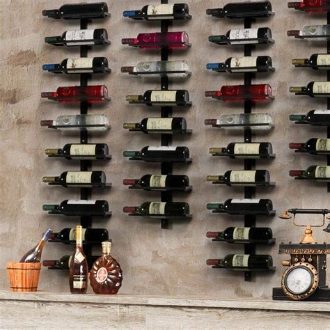 Porte Bouteille Mural Métalique Casier Étagère à Vin pour 10 Bouteilles