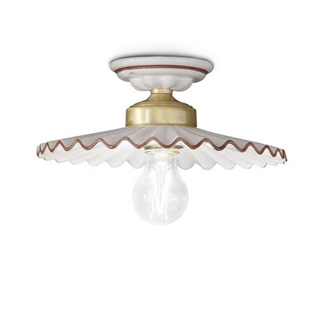 Plafoniera Classica L Aquila Ottone E Ceramica Decorato Diam Cm Luce E