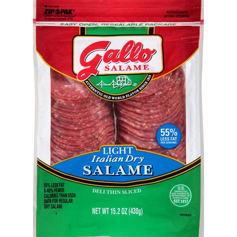 Gallo Salame Deli Thin Sliced Light Italian Dry Salame Lunch Meat