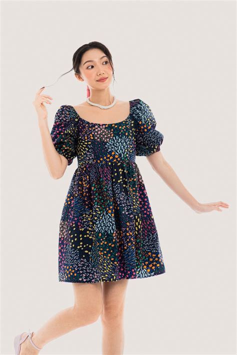 Floral Puff Sleeves Mini Dress LibÉ