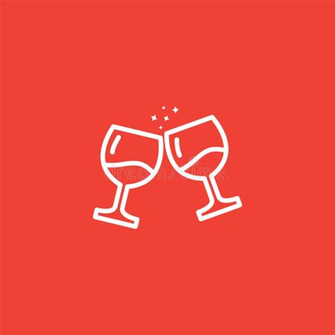 ícones De Vinho Para Brindar Em Fundo Vermelho Ilustração Do Vetor De