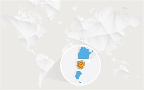 Premium Vector | Argentina map with flag in contour on white polygonal ...