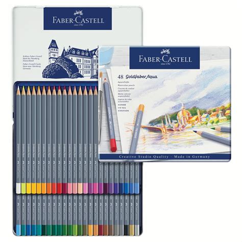 Faber Castell Goldfaber Aqua Watercolor Pencil Tin Set Colors