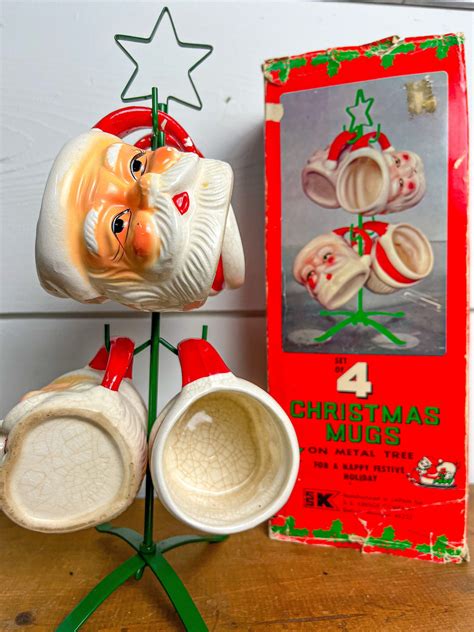 Vintage Santa Mug With Tree In Original Box Etsy