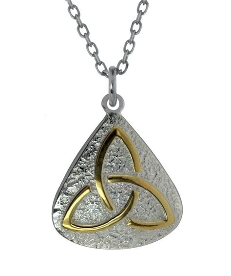 Irish Necklace Sterling Silver With Gold Plated Trinity Knot Pendant