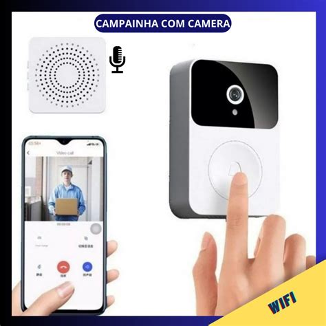 Campainha C Mera V Deo Porteiro Sem Fio Wi Fi Hd Inteligente Smart