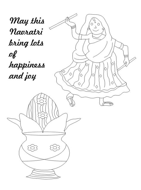 Navratri dance printable coloring page for kids 2