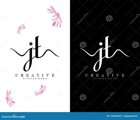 Handwriting Script Letter Jt, Tj Logo Design Vector Stock Illustration ...