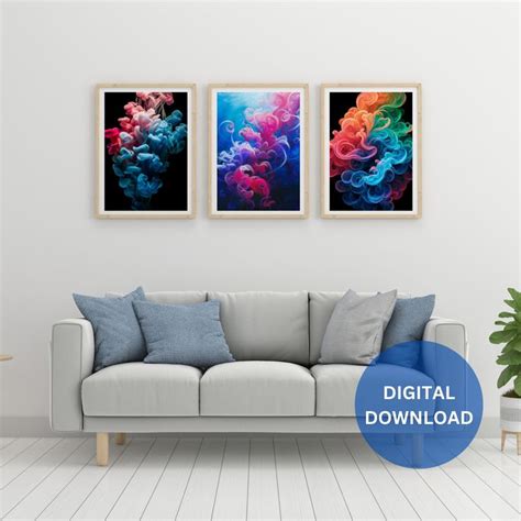 Colorful Abstract Painting 3 Sets Printable Minimalist Vibrant Oil