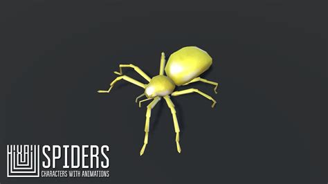 D Model Spiders Characters With Animations Vr Ar Low Poly Rigged