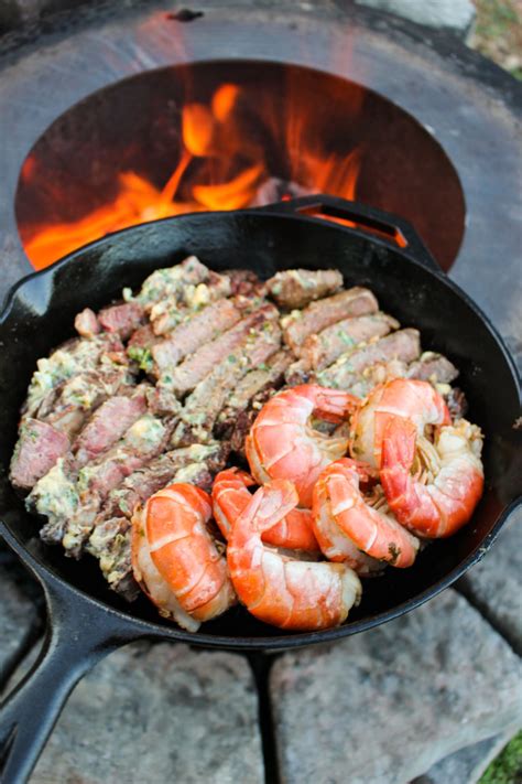 Grilled Garlic Butter Steak And Shrimp Over The Fire Cooking