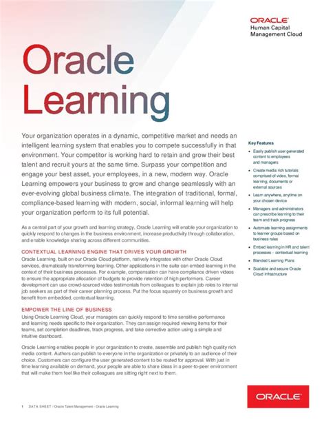 Oracle Learning Cloud Datasheets Grupo Datco