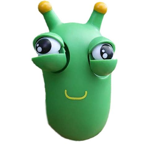 Squishy Eye Popping Flippy Squeeze Toys Green Worm Stress Reliever