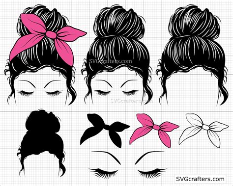 Messy Bun Bundle Svg Messy Hair Svg Dont Care Svg Mom Etsy