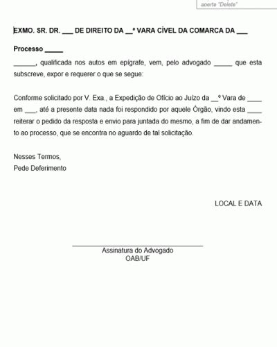 Modelo De Peti O Intermedi Ria Reiterar Pedido