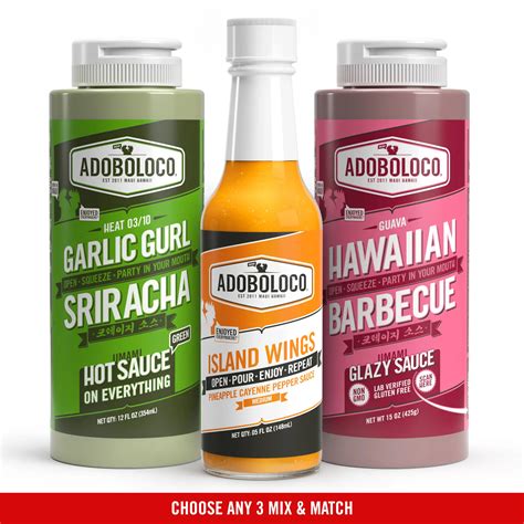 Sriracha, Hawaiian BBQ and Hot Sauce Set - Mix and Match