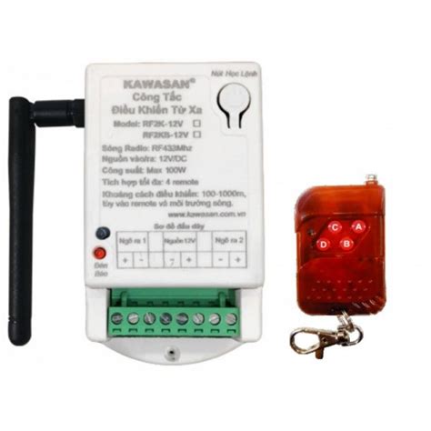 CÔNG TẮC ĐIỀU KHIỂN TỪ XA 2 KÊNH ANTEN NGẮN GỒM REMOTE RF2K 12V RM01B