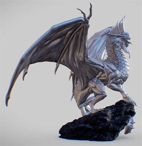 Silver Dragon 75mm And 32mm Miniature For 3d Printing 3d Model 3d