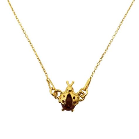 Amber Gold Plated Silver Ladybug Necklace Amberman