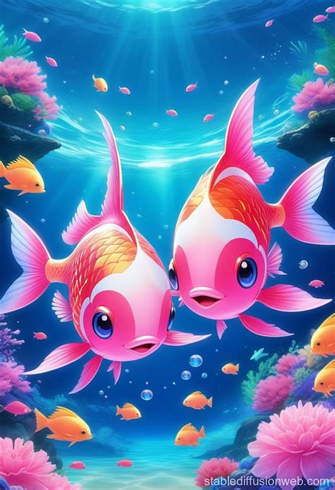 Pink Fish In Blue Sea Stable Diffusion Online