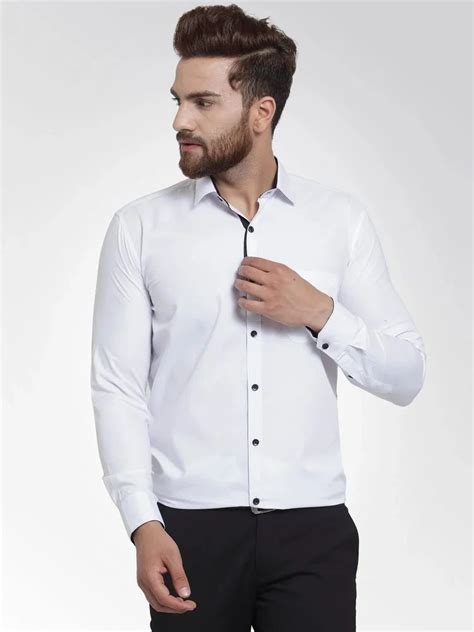 White Formal Shirt with black detailing at Rs 723.00 | Rani Bagh | New ...