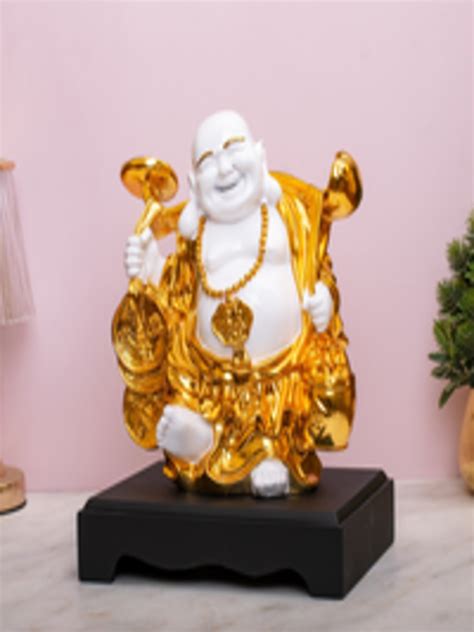 Buy Statuestudio Gold Toned White Laughing Buddha Statue Figurine