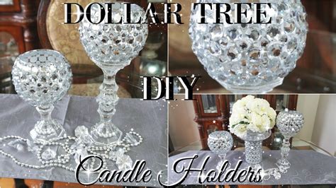 DIY DOLLAR TREE BLING CANDLE HOLDERS 2017 PETALISBLESS YouTube