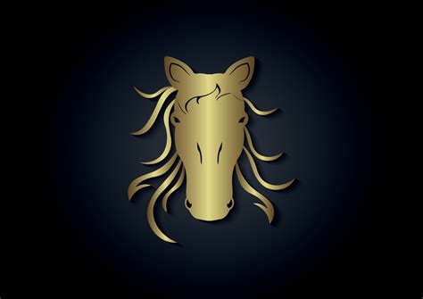 Golden luxury horse head mockup vector illustration. Golden mockup ...