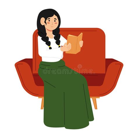 Relaxed Woman Reading A Book Hygge Concept Vector Stock Vector