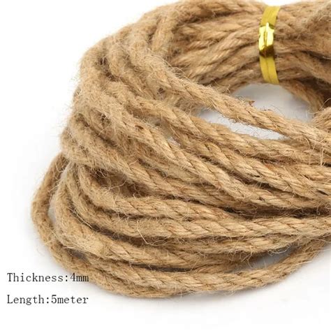 Pick Size 2mm 4mm 6mm 5meter Lot Natural Hemp Jute Cord Rope String