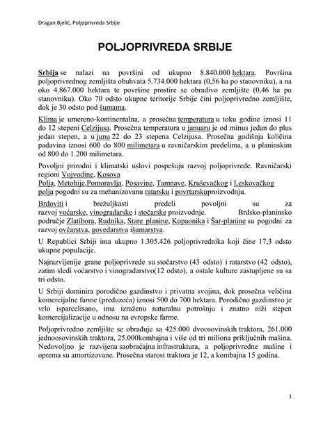 Poljoprivreda Srbije PDF