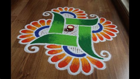 4x4 Dots Attractive Swastik Rangoli Design For Diwali Dhanteras