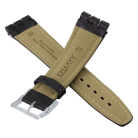 Diloy Genuine Textured Bison Leather Watch Strap For Swatch Irony